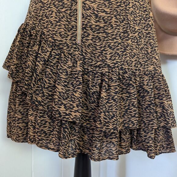 Ted Baker Animal Tiger Print Ruffle Skirt 6 Boho Glam Rock Whimsigoth Rebel Punk - Picture 10 of 15